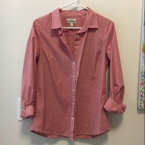 J. Crew Stretch Perfect Red Mini-gingham shirt